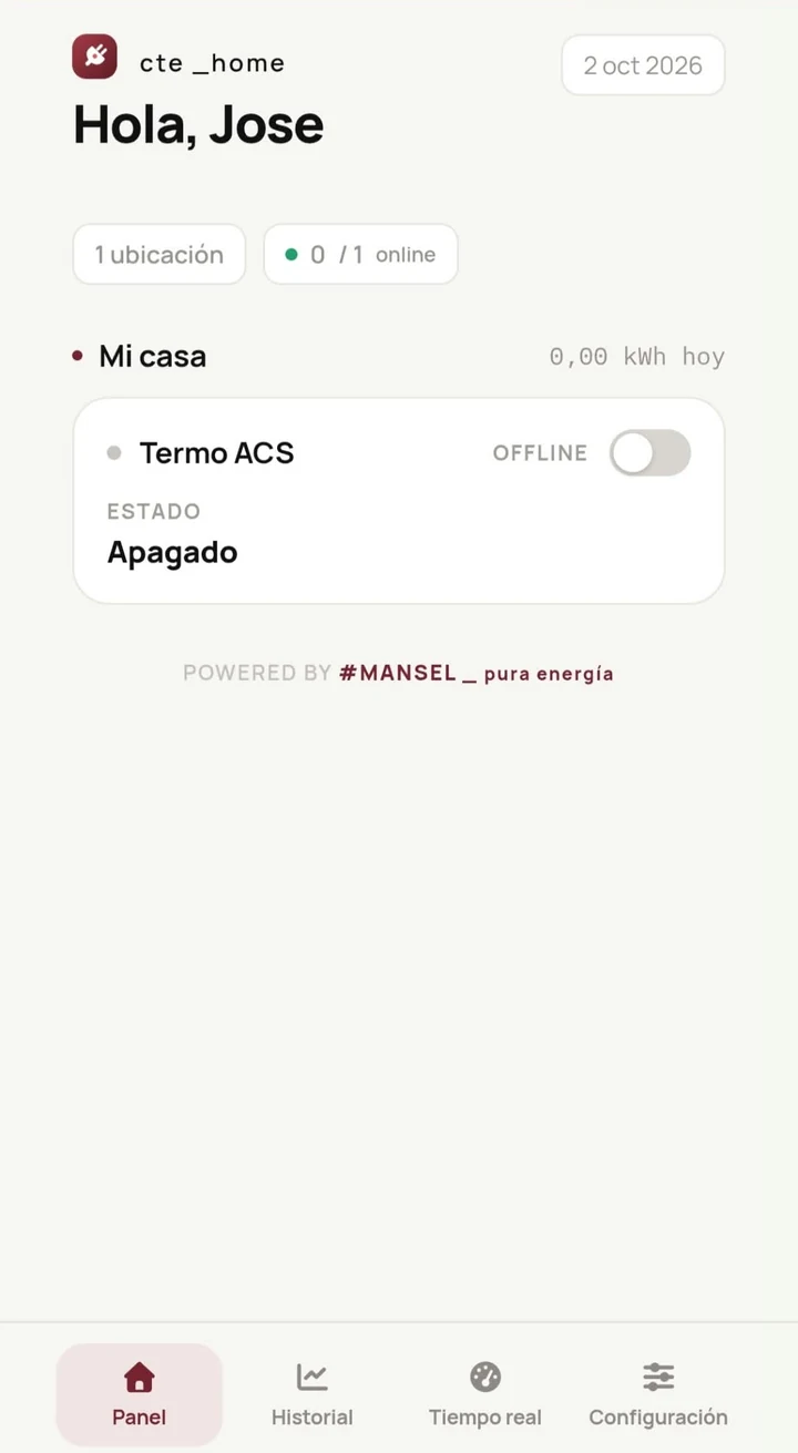 Panel de cte _home avisando de que un dispositivo está sin conexión